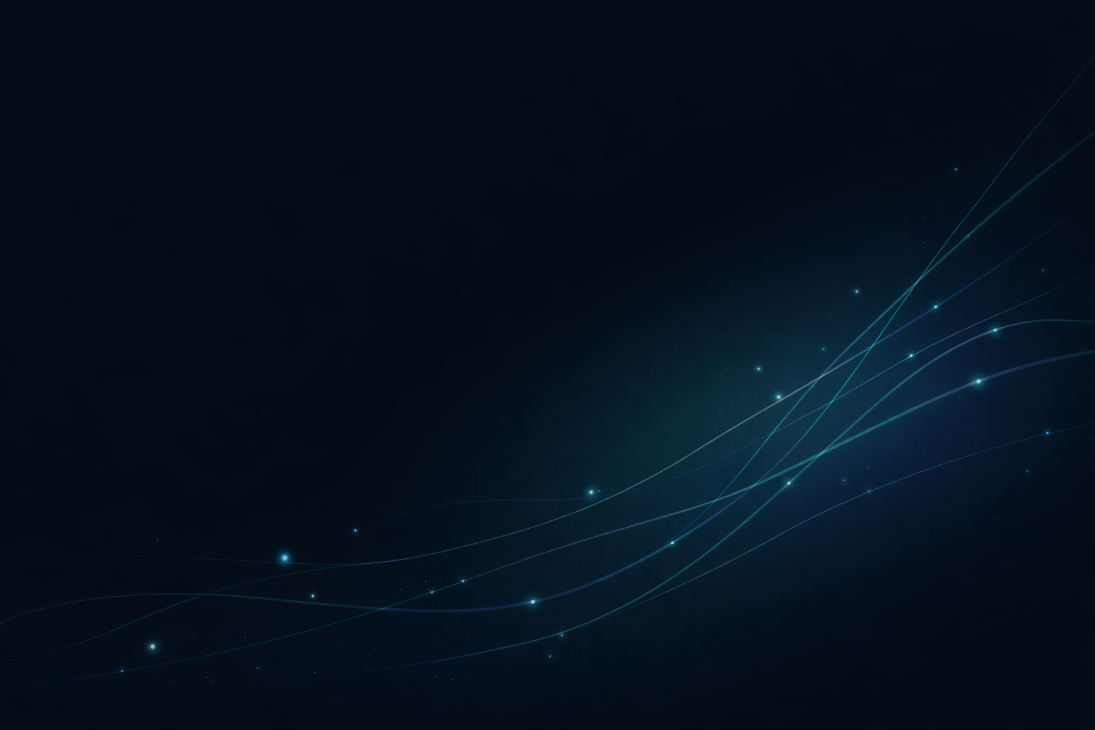 Dark abstract background image with blue light lines and glowing dots on the right side