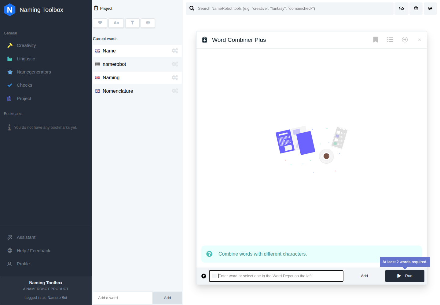 Word Combiner Plus screenshot Word Combiner Plus in Naming Toolbox