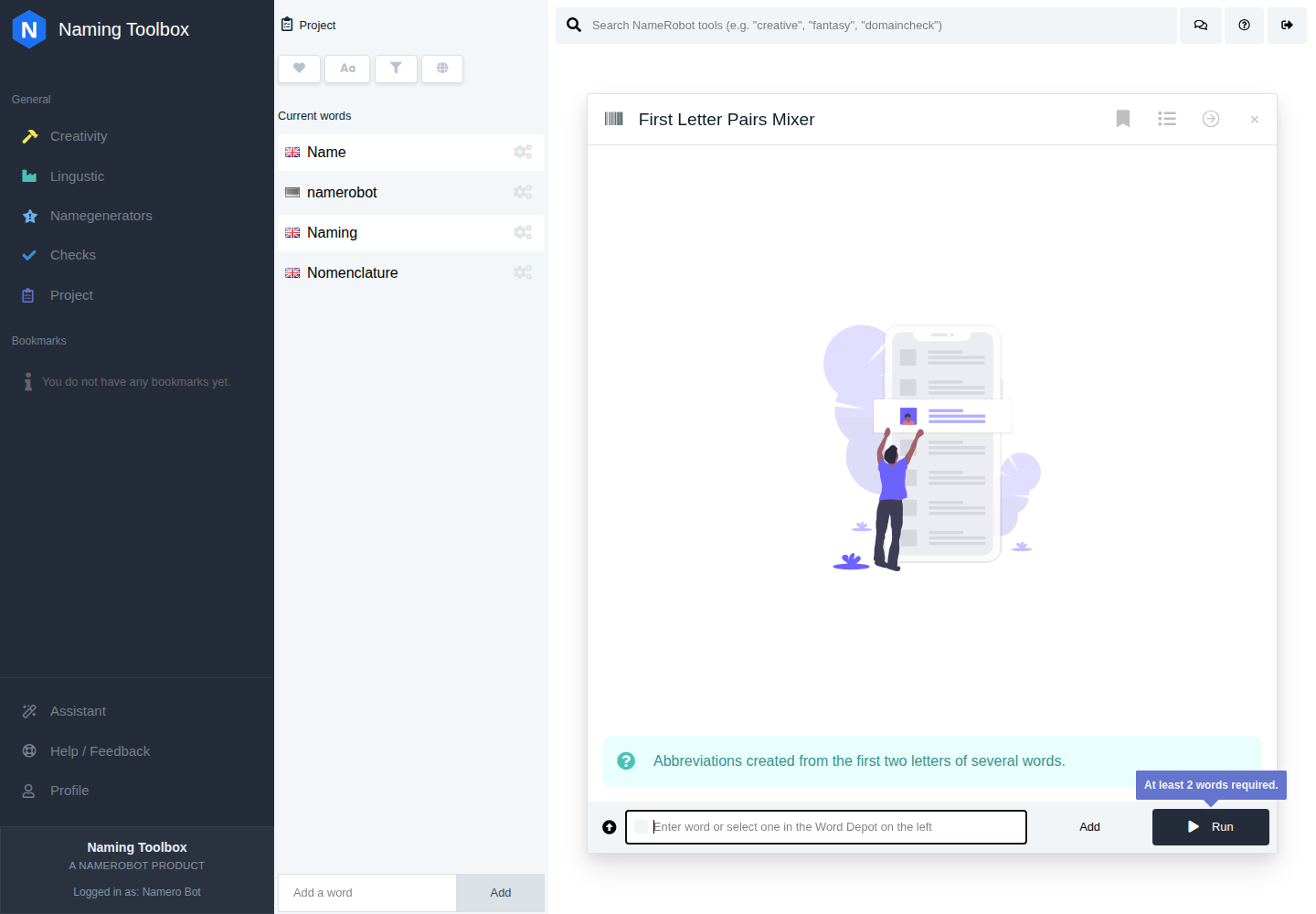 First Letter Pairs Mixer in Naming Toolbox