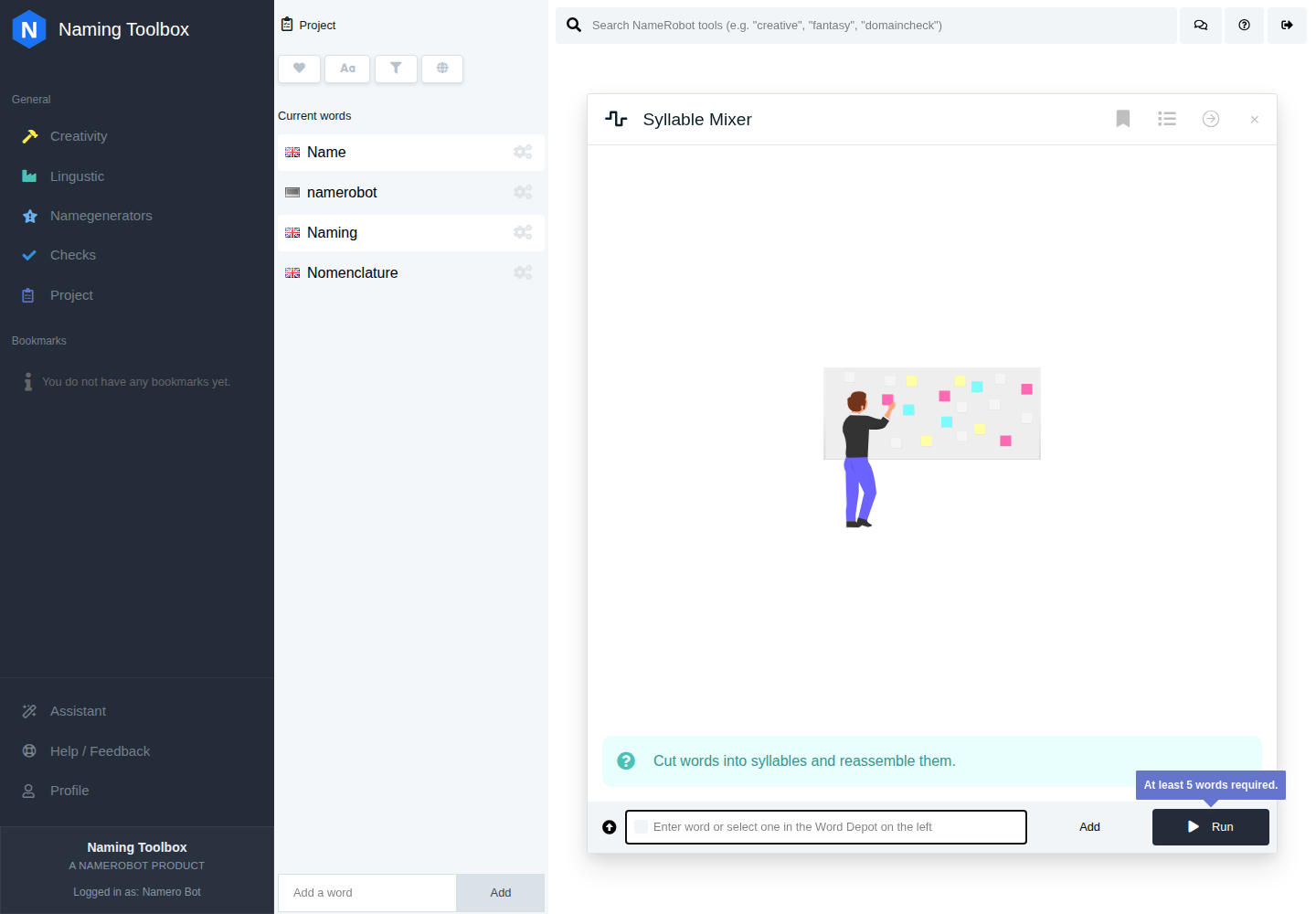 Syllable Mixer in Naming Toolbox
