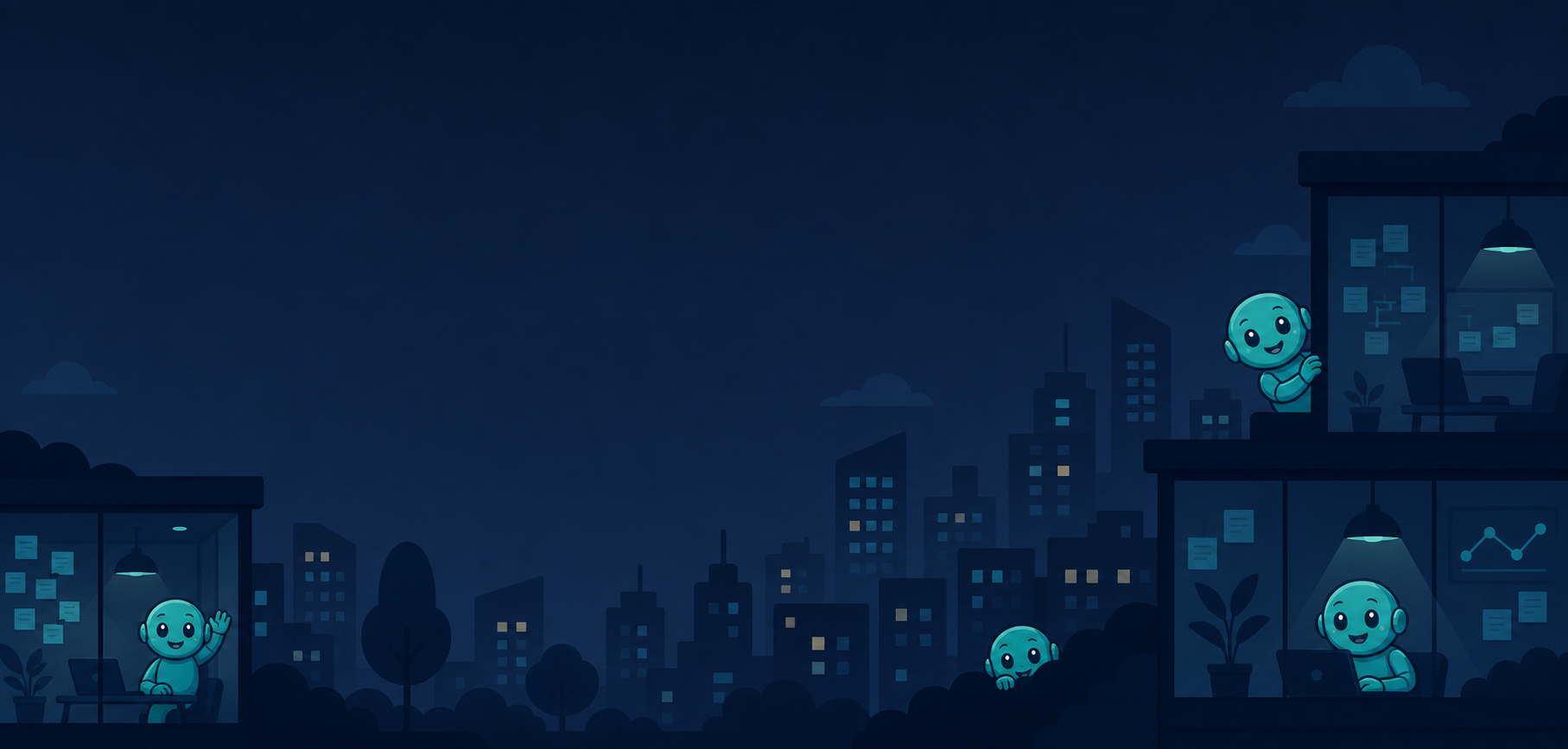 Startup CTA background with Namero Dark startup background with subtle Namero mascots