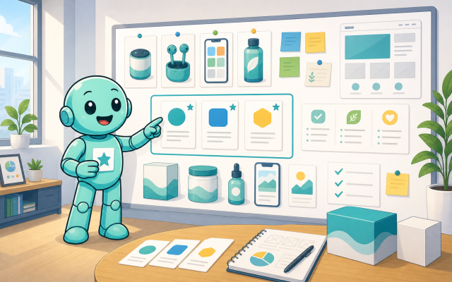 Namero organizing product name candidates on a product planning board
