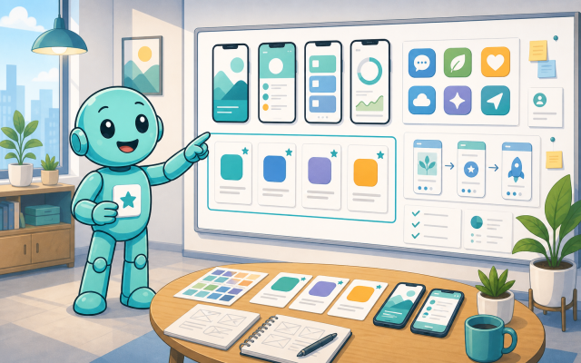 Namero organizing app name candidates on an app design board